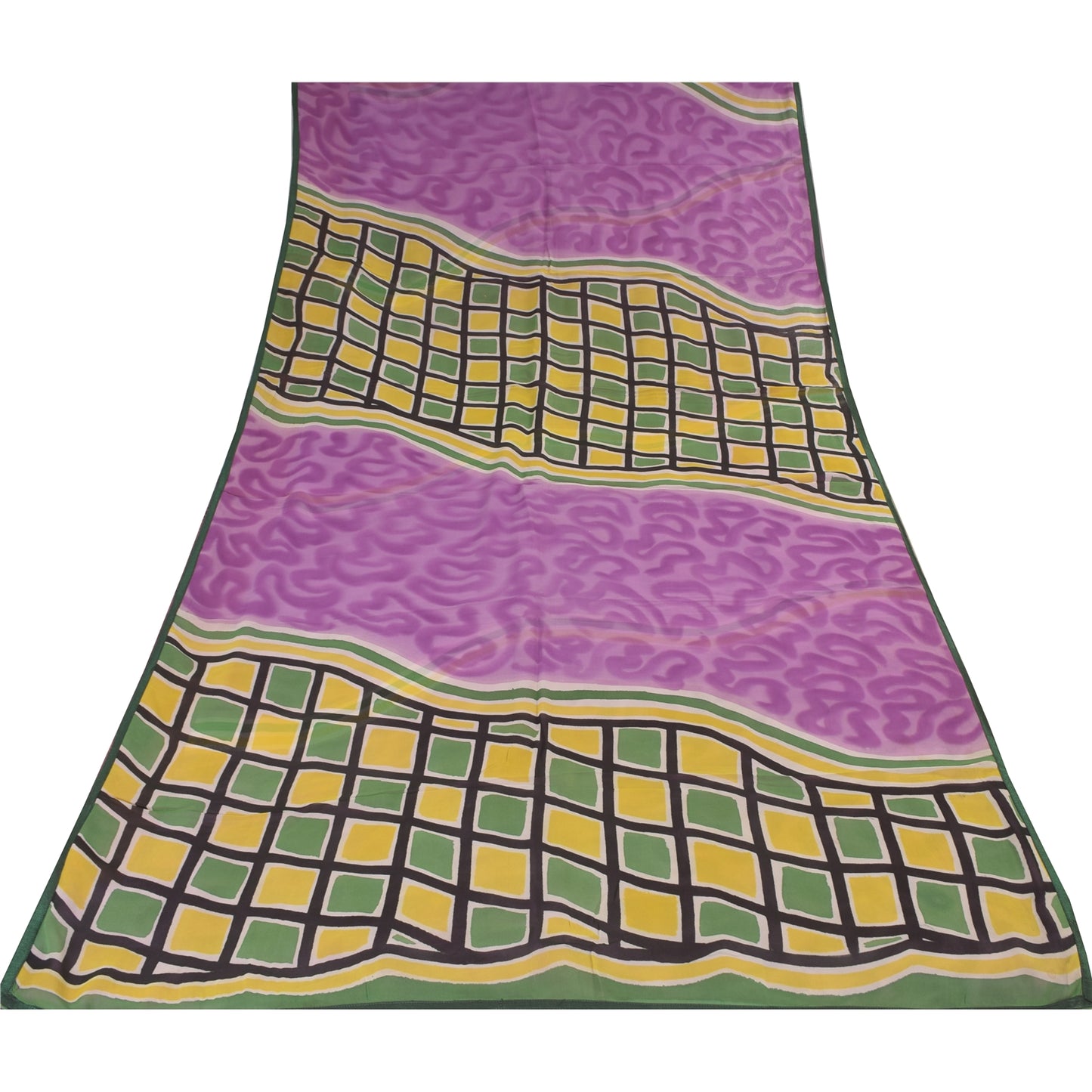 Sanskriti Vintage Sarees Multicolor Pure Georgette Print Sari 5+yd Craft Sustainable Fabric