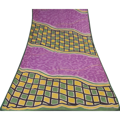 Sanskriti Vintage Sarees Multicolor Pure Georgette Print Sari 5+yd Craft Sustainable Fabric