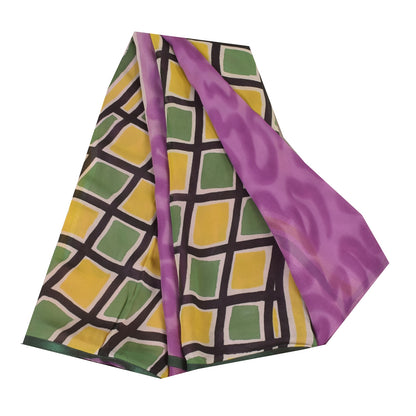 Sanskriti Vintage Sarees Multicolor Pure Georgette Print Sari 5+yd Craft Sustainable Fabric