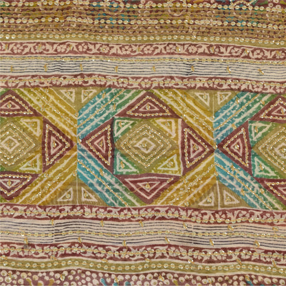 Sanskriti Vintage Sarees Embroidered Pure Georgette Print Sari 6yd Craft Sustainable Fabric