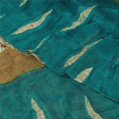 Sanskriti Vintage Sarees 100% Pure Georgette Silk Printed Sari 5+yd Craft Sustainable Fabric
