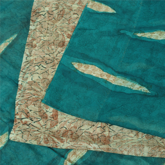 Sanskriti Vintage Sarees 100% Pure Georgette Silk Printed Sari 5+yd Craft Sustainable Fabric