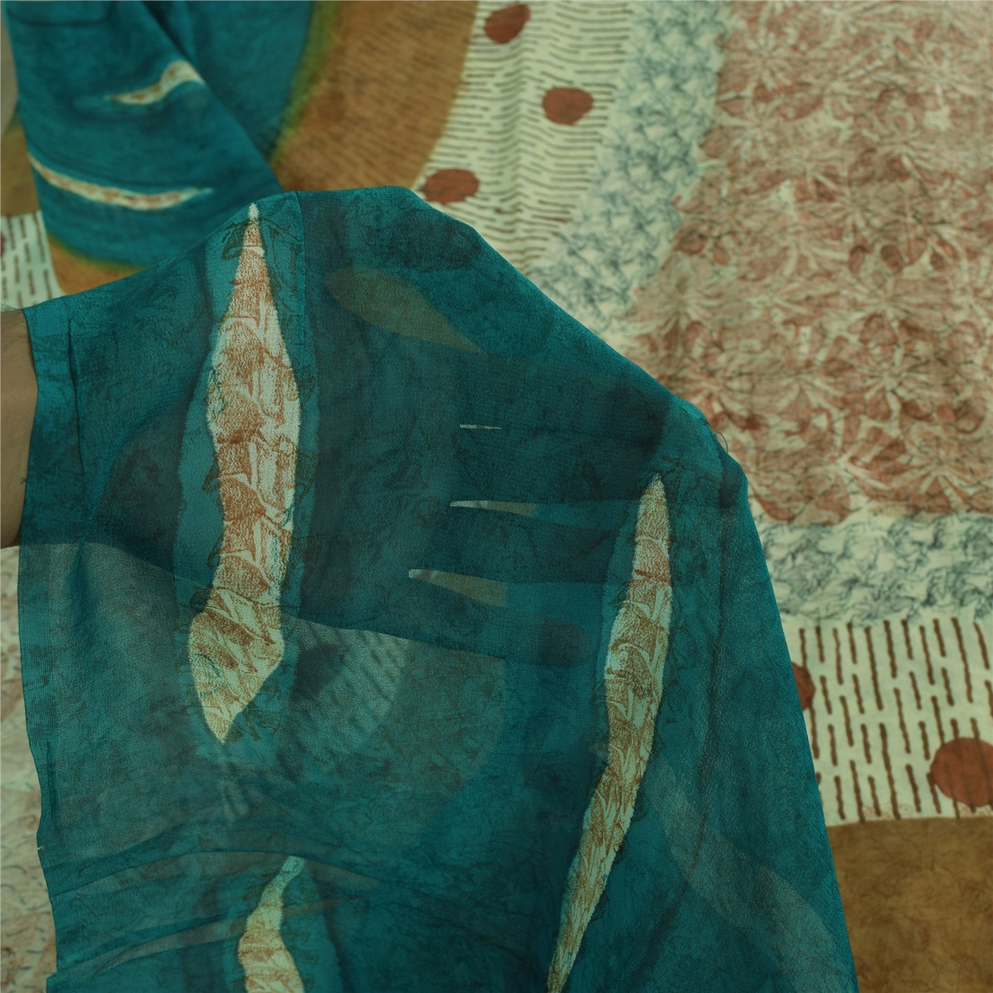 Sanskriti Vintage Sarees 100% Pure Georgette Silk Printed Sari 5+yd Craft Sustainable Fabric