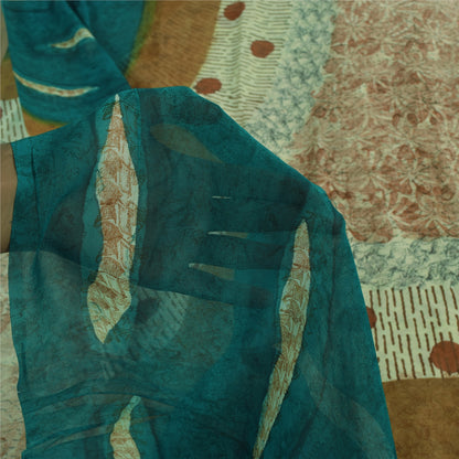 Sanskriti Vintage Sarees 100% Pure Georgette Silk Printed Sari 5+yd Craft Sustainable Fabric