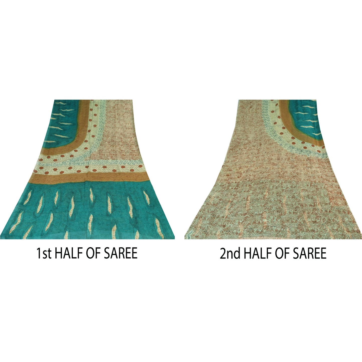 Sanskriti Vintage Sarees 100% Pure Georgette Silk Printed Sari 5+yd Craft Sustainable Fabric