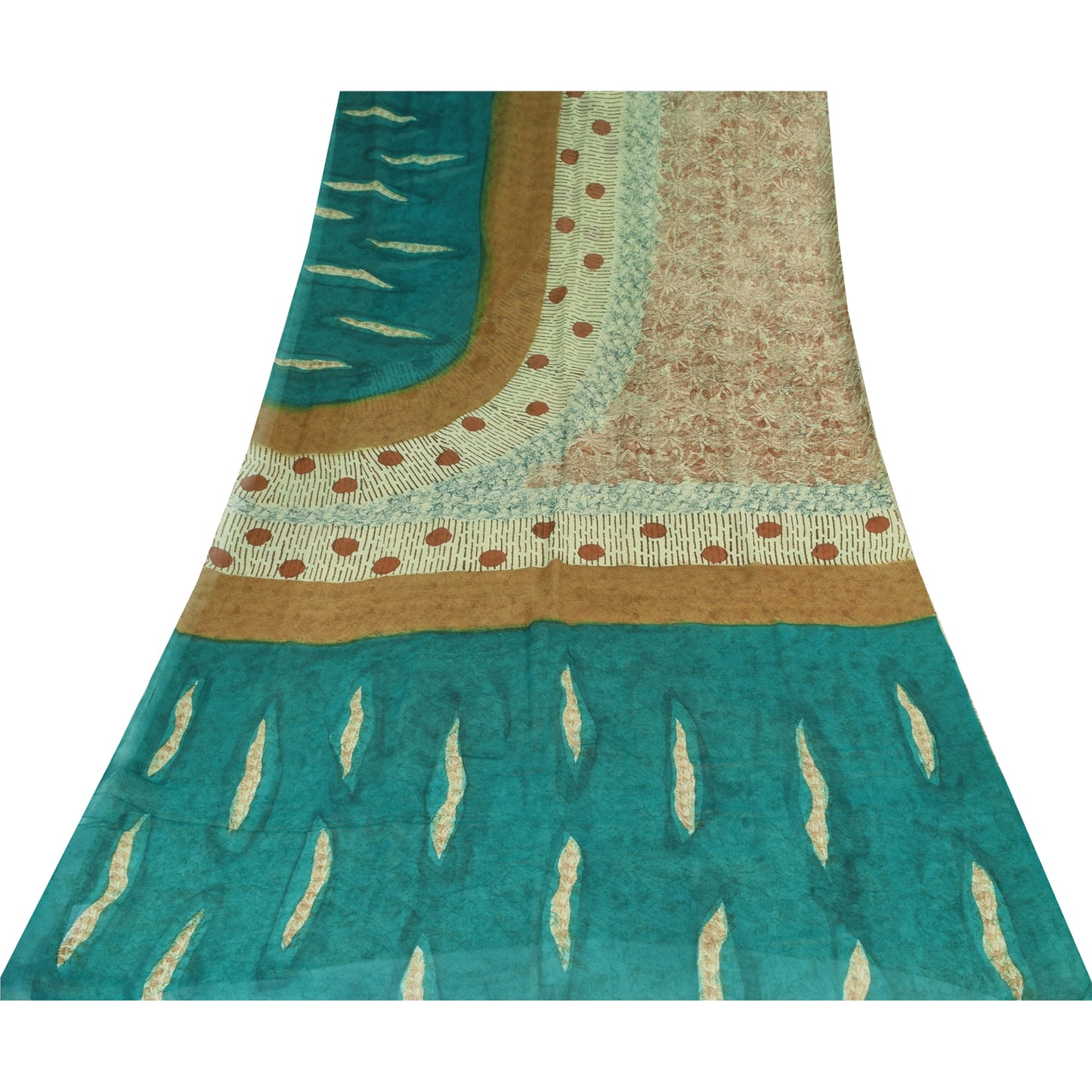 Sanskriti Vintage Sarees 100% Pure Georgette Silk Printed Sari 5+yd Craft Sustainable Fabric