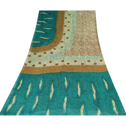 Sanskriti Vintage Sarees 100% Pure Georgette Silk Printed Sari 5+yd Craft Sustainable Fabric