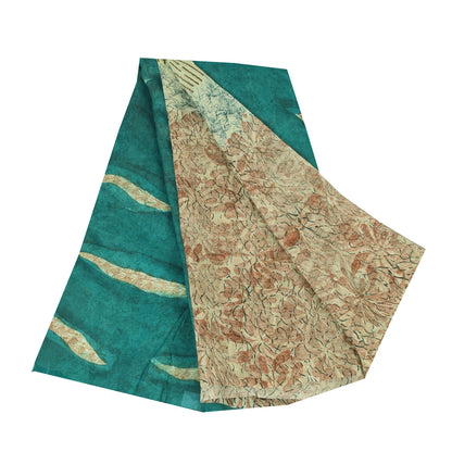 Sanskriti Vintage Sarees 100% Pure Georgette Silk Printed Sari 5+yd Craft Sustainable Fabric