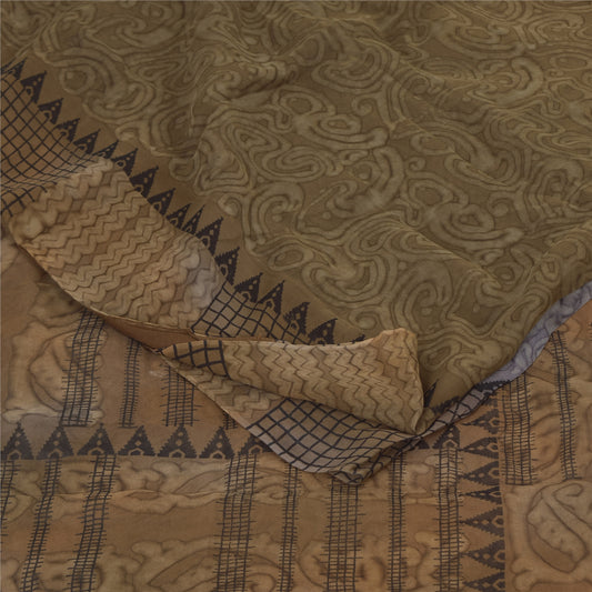 Sanskriti Vintage Sarees Multicolor Pure Georgette Print Sari 6yd Craft Sustainable Fabric