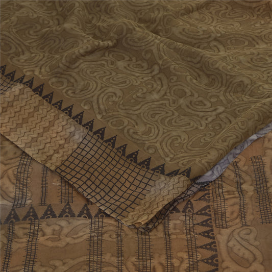 Sanskriti Vintage Sarees Multicolor Pure Georgette Print Sari 6yd Craft Sustainable Fabric