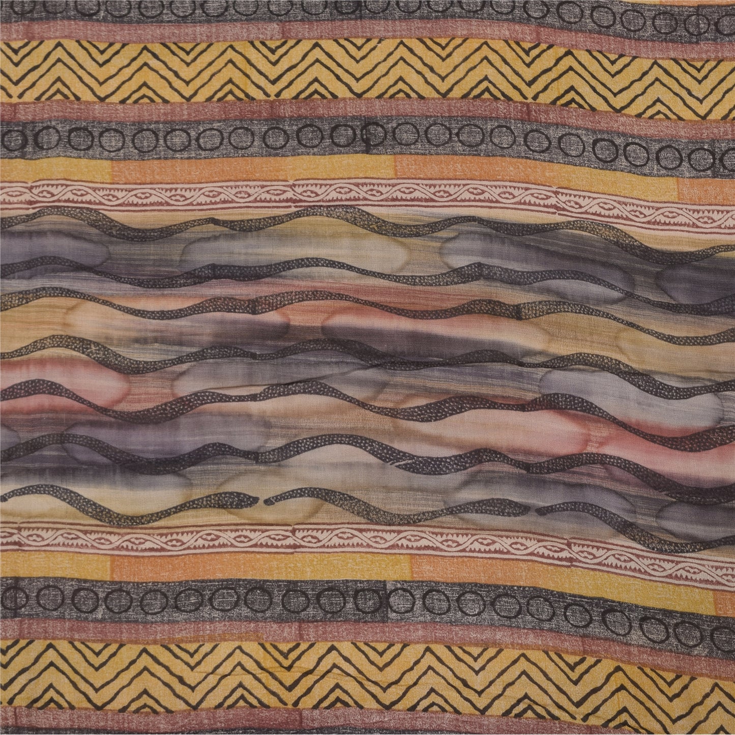 Sanskriti Vintage Sarees Multi Pure Georgette Silk Print Sari 5+yd Craft Sustainable Fabric