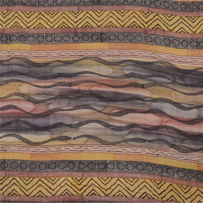 Sanskriti Vintage Sarees Multi Pure Georgette Silk Print Sari 5+yd Craft Sustainable Fabric