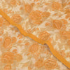 Sanskriti Vintage Sarees Orange/Cream Pure Georgette Silk Print Sari 5+yd Sustainable Fabric