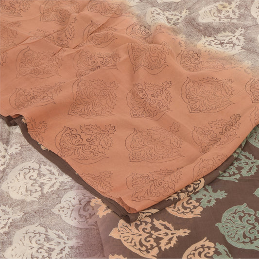 Sanskriti Vintage Sarees Multicolor 100% Pure Georgette Printed Sari 5+yd Sustainable Fabric