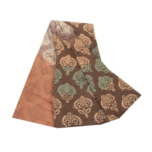 Sanskriti Vintage Sarees Multicolor 100% Pure Georgette Printed Sari 5+yd Sustainable Fabric