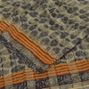 Sanskriti Vintage Sarees Gray/Black Pure Georgette Print Sari 5+yd Craft Sustainable Fabric