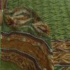 Sanskriti Vintage Sarees Green Pure Georgette Silk Print Sari 5+yd Craft Sustainable Fabric