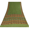 Sanskriti Vintage Sarees Green Pure Georgette Silk Print Sari 5+yd Craft Sustainable Fabric