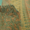 Sanskriti Vintage Sarees Olive-Green Pure Georgette Print Sari 5+yd Craft Sustainable Fabric