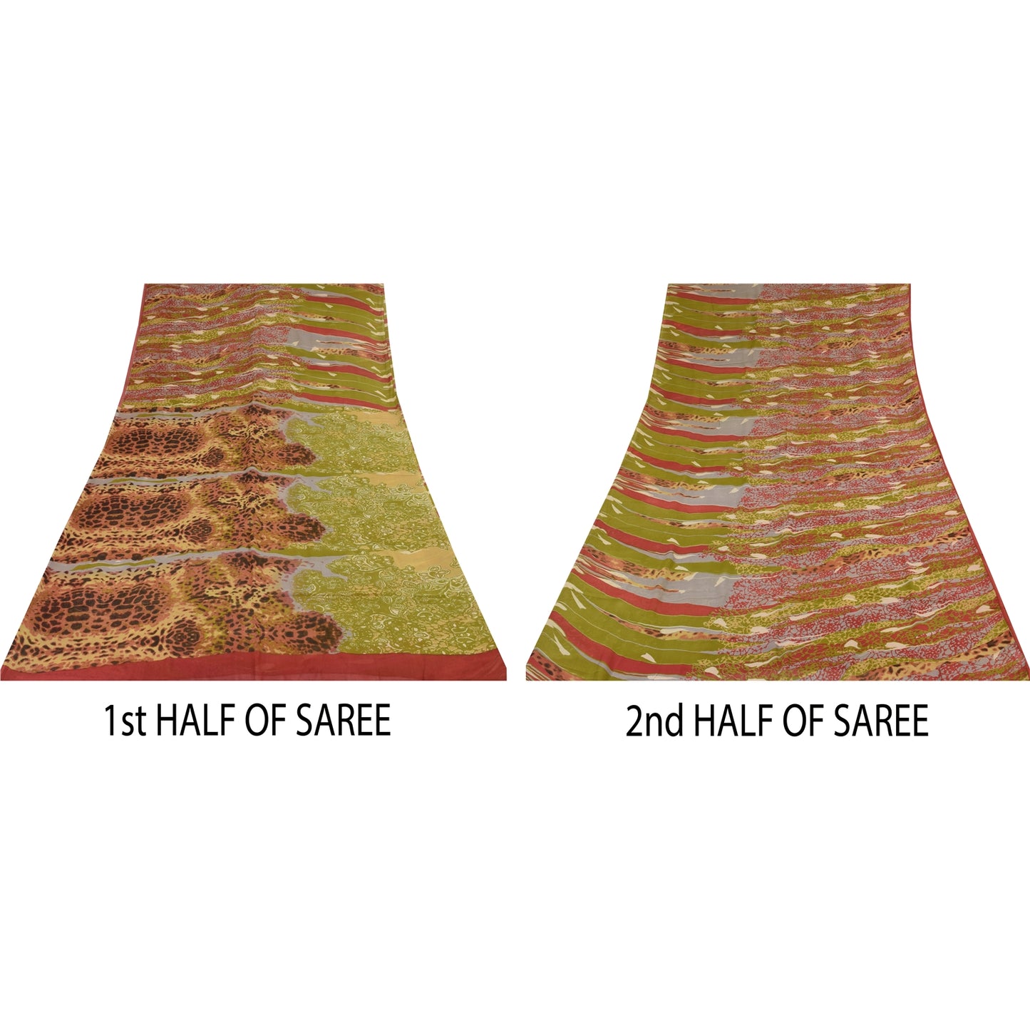 Sanskriti Vintage Sarees Multi Pure Georgette Silk Print Sari 5+yd Craft Sustainable Fabric