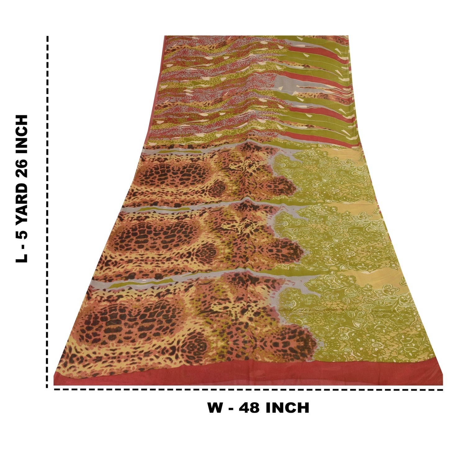 Sanskriti Vintage Sarees Multi Pure Georgette Silk Print Sari 5+yd Craft Sustainable Fabric