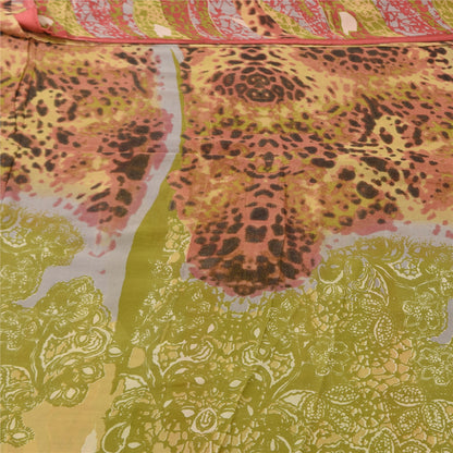 Sanskriti Vintage Sarees Multi Pure Georgette Silk Print Sari 5+yd Craft Sustainable Fabric