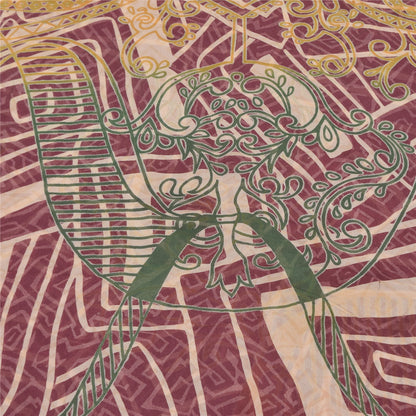 Sanskriti Vintage Sarees Multi Pure Georgette Silk Print Sari 5+yd Craft Sustainable Fabric