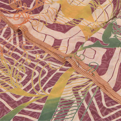 Sanskriti Vintage Sarees Multi Pure Georgette Silk Print Sari 5+yd Craft Sustainable Fabric