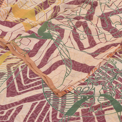 Sanskriti Vintage Sarees Multi Pure Georgette Silk Print Sari 5+yd Craft Sustainable Fabric