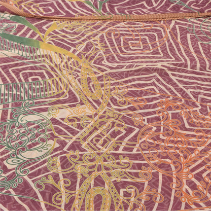 Sanskriti Vintage Sarees Multi Pure Georgette Silk Print Sari 5+yd Craft Sustainable Fabric