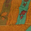 Sanskriti Vintage Sarees Saffron Pure Georgette Printed Sari 5+yd Craft Sustainable Fabric