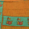 Sanskriti Vintage Sarees Saffron Pure Georgette Printed Sari 5+yd Craft Sustainable Fabric