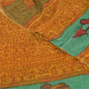 Sanskriti Vintage Sarees Saffron Pure Georgette Printed Sari 5+yd Craft Sustainable Fabric