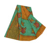 Sanskriti Vintage Sarees Saffron Pure Georgette Printed Sari 5+yd Craft Sustainable Fabric