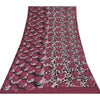 Sanskriti Vintage Sarees Dusty Red Pure Georgette Printed Sari 6yd Craft Sustainable Fabric