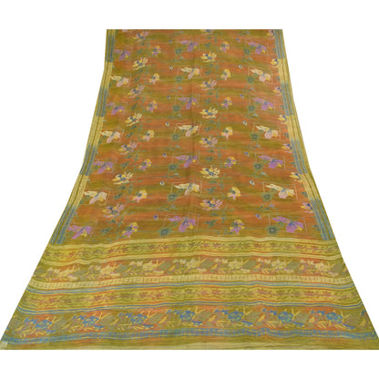 Sanskriti Vintage Sarees Multi Pure Georgette Silk Printed Sari 6yd Craft Sustainable Fabric