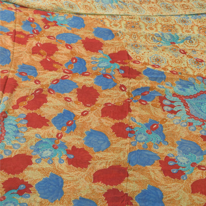 Sanskriti Vintage Sarees Multi Pure Georgette Silk Print Sari 5+yd Craft Sustainable Fabric