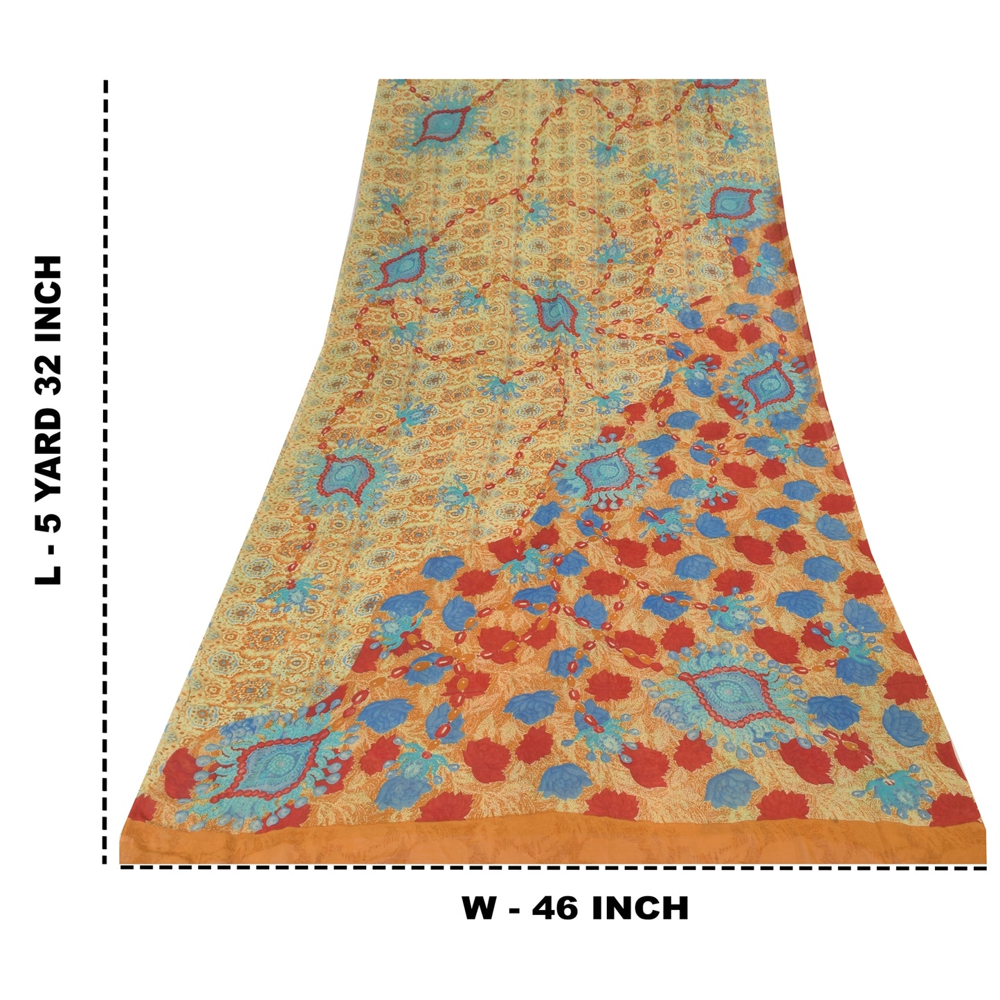 Sanskriti Vintage Sarees Multi Pure Georgette Silk Print Sari 5+yd Craft Sustainable Fabric