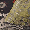 Sanskriti Vintage Sarees Black/Green Pure Georgette Print Sari 5+yd Craft Sustainable Fabric