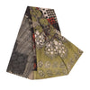 Sanskriti Vintage Sarees Black/Green Pure Georgette Print Sari 5+yd Craft Sustainable Fabric