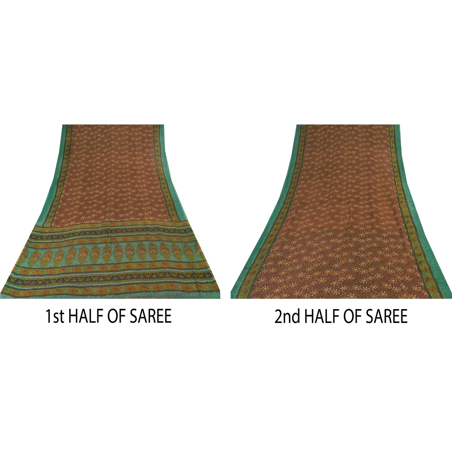 Sanskriti Vintage Sarees Dusty Red Pure Georgette Printed Sari 5+yd Craft Sustainable Fabric