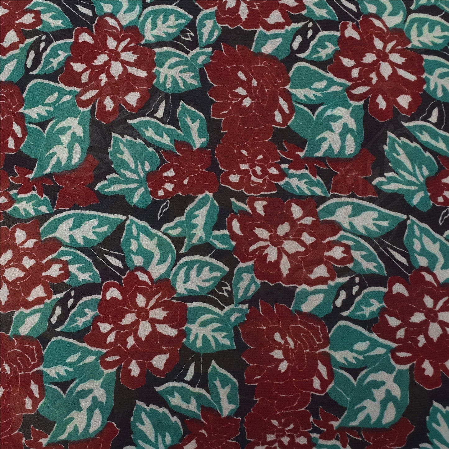 Sanskriti Vintage Sarees 100% Pure Georgette Silk Printed Sari 5+yd Craft Sustainable Fabric