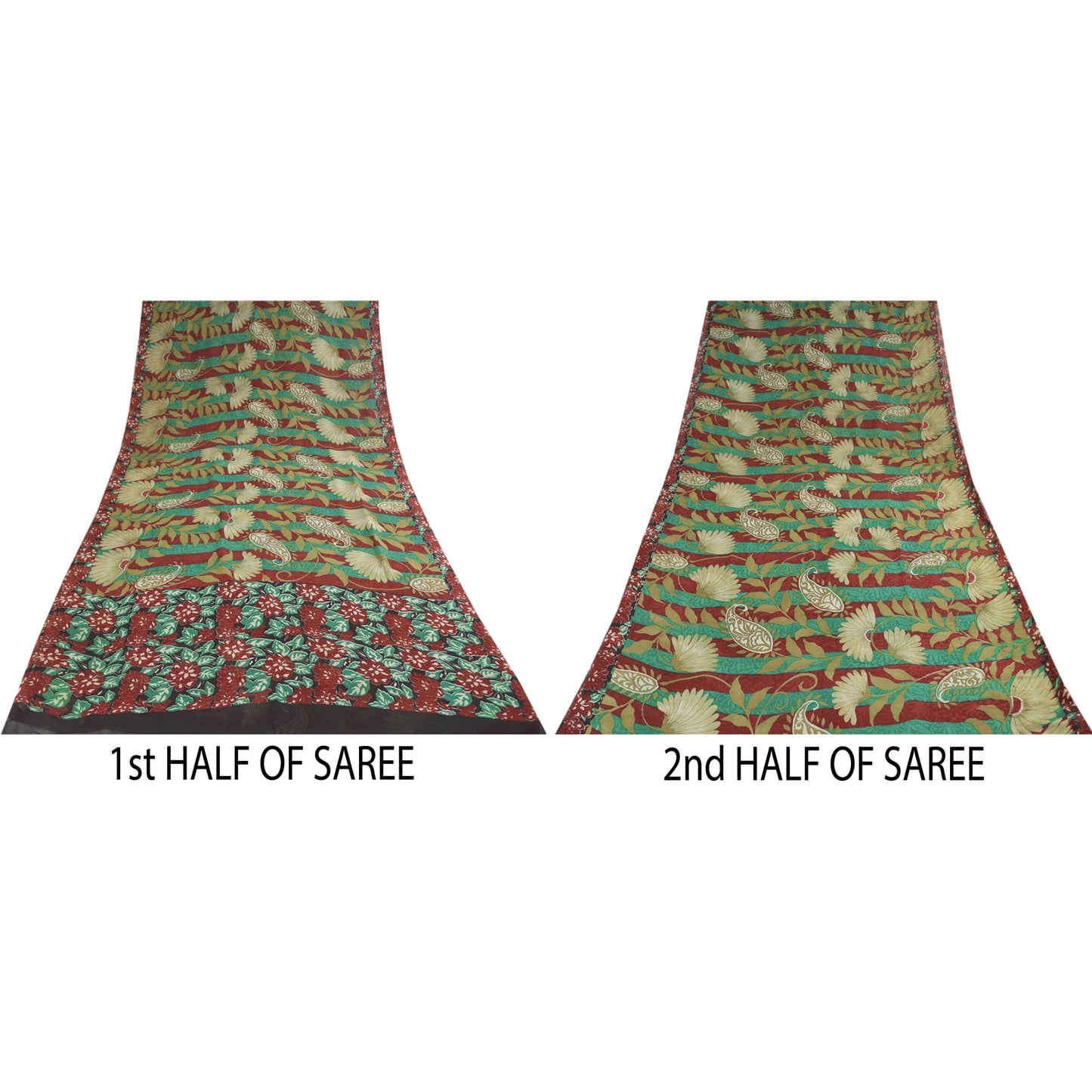 Sanskriti Vintage Sarees 100% Pure Georgette Silk Printed Sari 5+yd Craft Sustainable Fabric