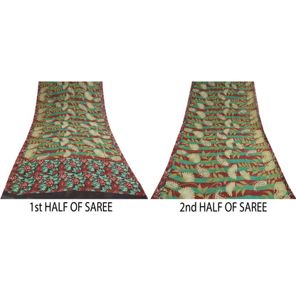 Sanskriti Vintage Sarees 100% Pure Georgette Silk Printed Sari 5+yd Craft Sustainable Fabric