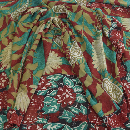 Sanskriti Vintage Sarees 100% Pure Georgette Silk Printed Sari 5+yd Craft Sustainable Fabric