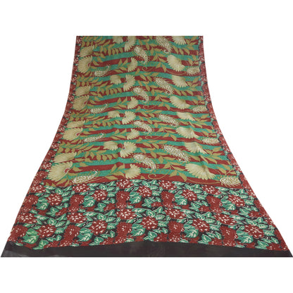 Sanskriti Vintage Sarees 100% Pure Georgette Silk Printed Sari 5+yd Craft Sustainable Fabric