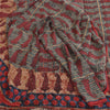 Sanskriti Vintage Sarees Blue & Red Pure Georgette Print Sari 5+yd Craft Sustainable Fabric