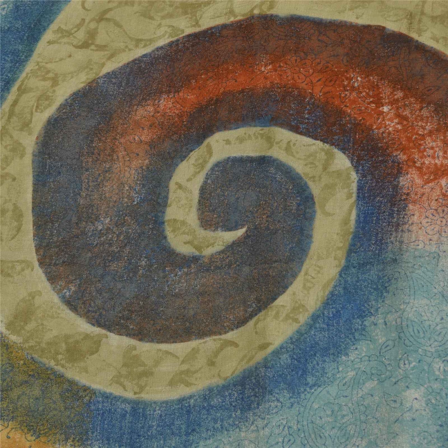 Sanskriti Vintage Sarees Green Pure Georgette Silk Print Sari 6+yd Craft Fabric