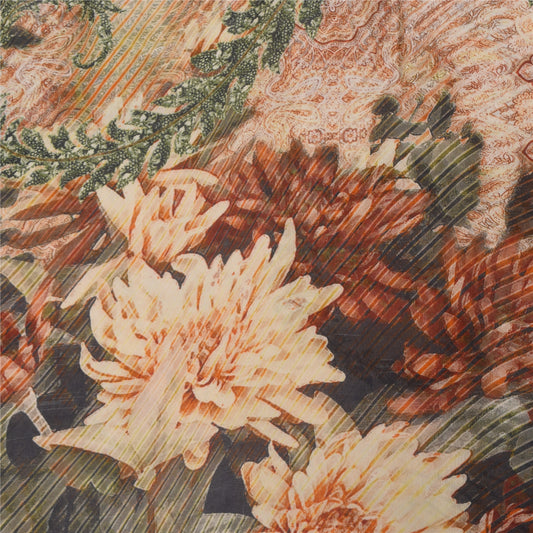 Sanskriti Vintage Sari 100% Pure Georgette Silk Multicolor Digital PrintSaree 6Yd Craft Fabric Boho Quilting Material For DIY Projects