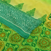 Sanskriti Vintage Sarees Green Pure Georgette Silk Print Sari 6+yd Craft Fabric